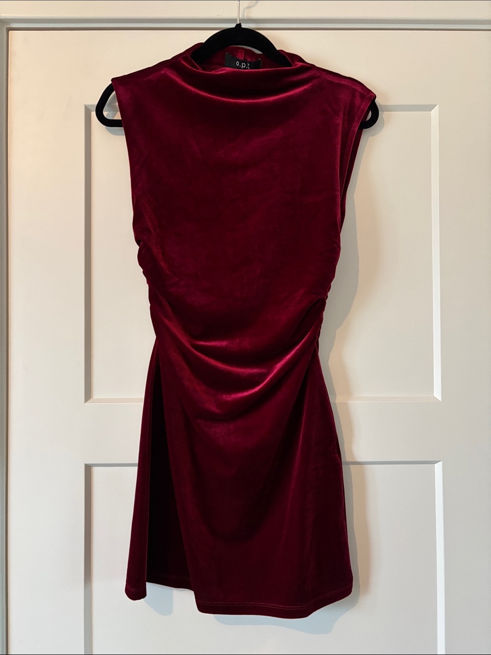 Sleeveless Velvet Mini Dress in Burgundy